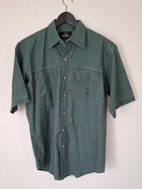 RedHead Men's Short-Sleeve Button-Down Fishing Shirt in Green Sz M Pockets